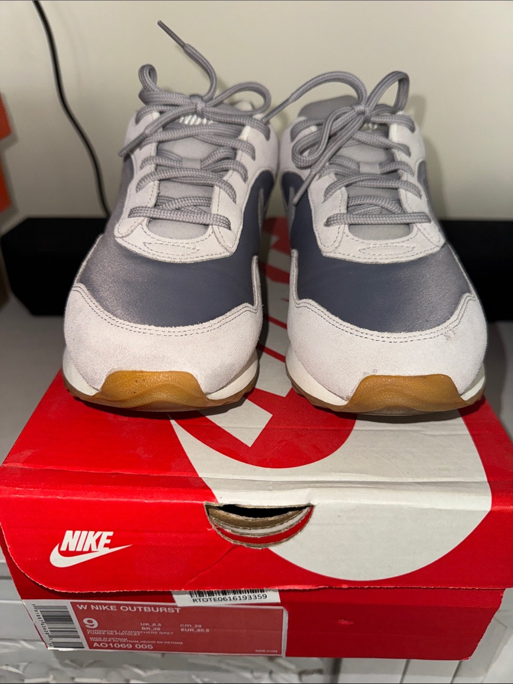 Nike Women Gray and White Retro Runner Sneakers